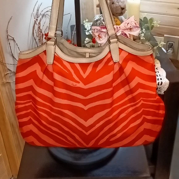 Coach Devin Signature Zebra Stripe Tote Bag F24022 - Picture 5 of 13